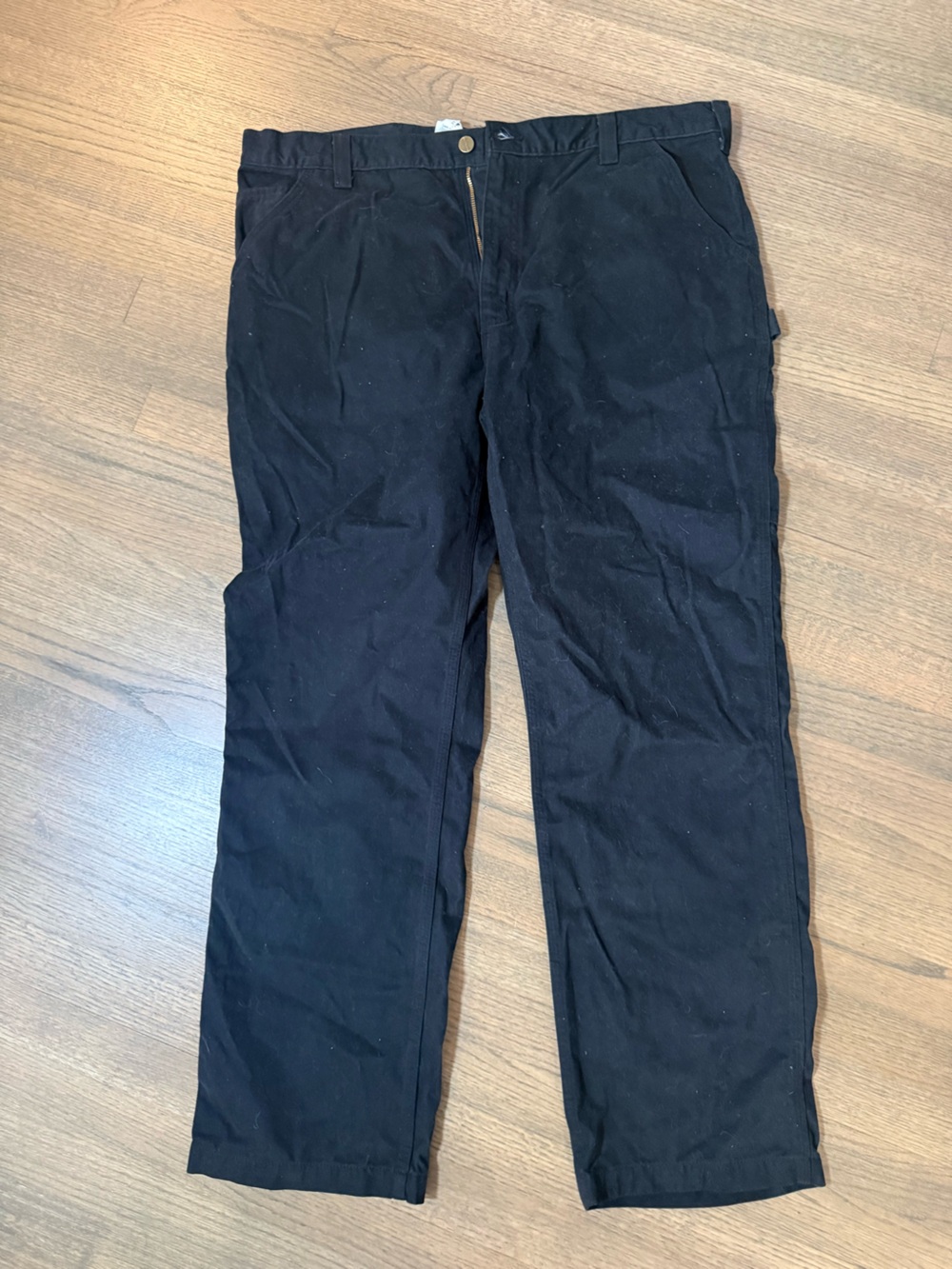 New Carhartt Relaxed Fit Washed Twill Dungaree Pants-Size 42x32-Black